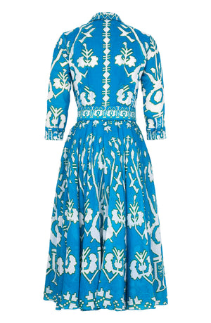 Aster Dress Shirt Collar 3/4 Sleeve Midi Length Ramie (Kos Embroidery Ground)