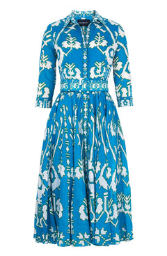 Aster Dress Shirt Collar 3/4 Sleeve Midi Length Ramie (Kos Embroidery Ground)