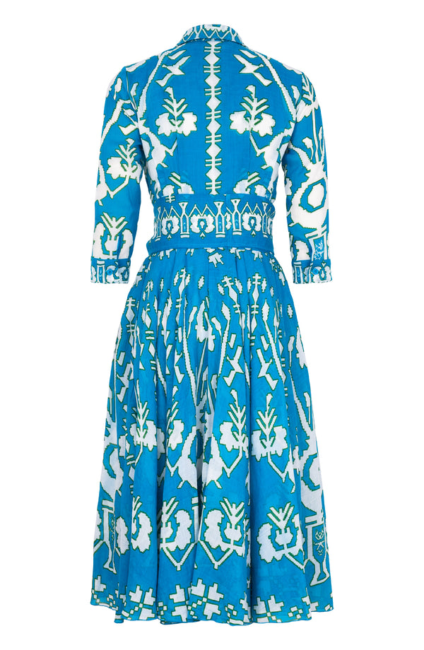 Aster Dress Shirt Collar 3/4 Sleeve Midi Length Ramie (Kos Embroidery Ground)