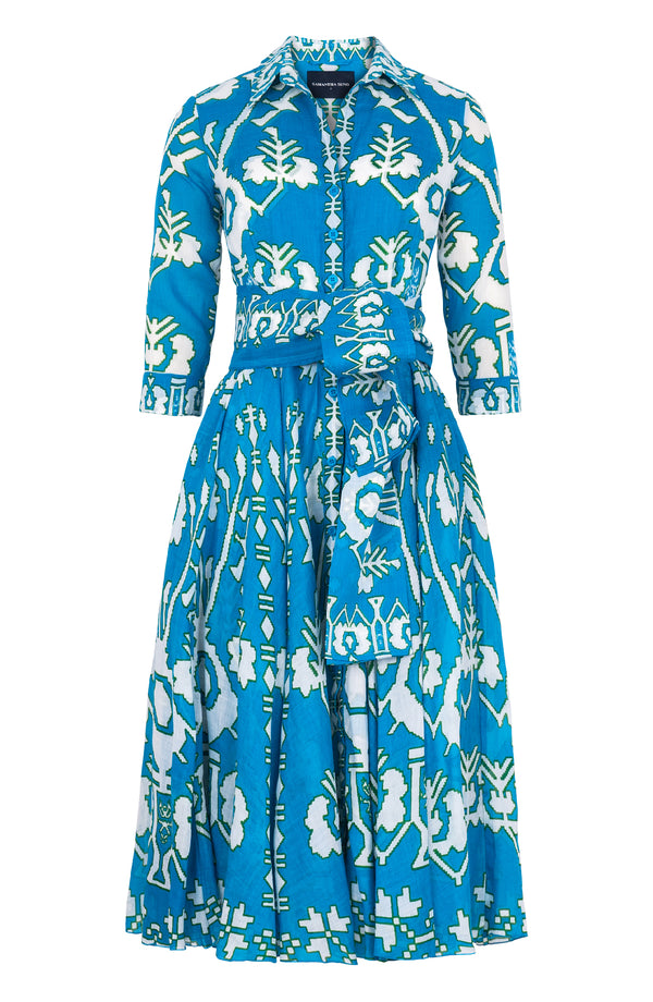 Aster Dress Shirt Collar 3/4 Sleeve Midi Length Ramie (Kos Embroidery Ground)