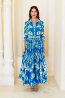 Aster Dress Shirt Collar 3/4 Sleeve Maximum Length Cotton Mudola (Kos Embroidery Ground)