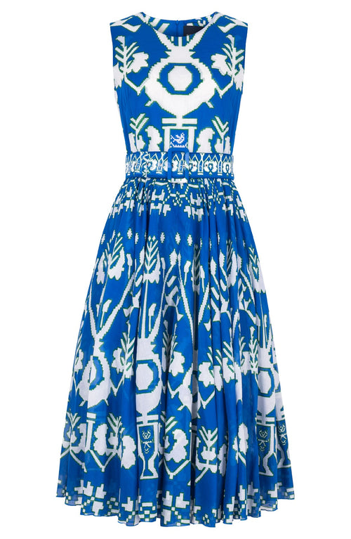 Abelia Dress Crew Neck Sleeveless Midi Length Cotton Musola (Kos Embroidery Ground)