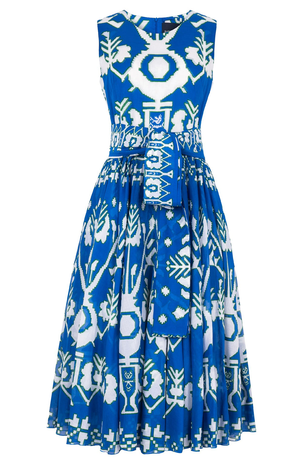 Abelia Dress Crew Neck Sleeveless Midi Length Cotton Musola (Kos Embroidery Ground)