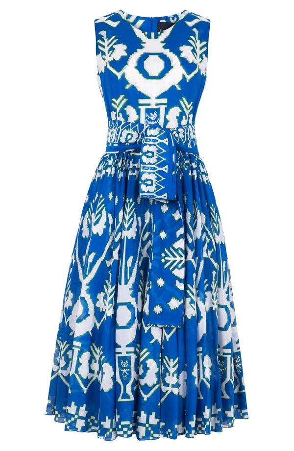 Abelia Dress Crew Neck Sleeveless Midi Length Cotton Musola (Kos Embroidery Ground)