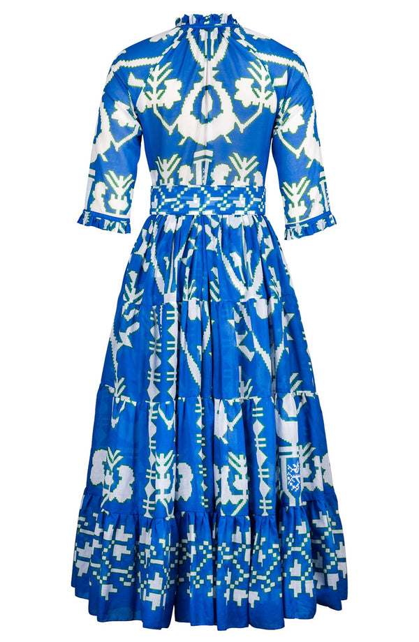 Eva Dress Crew Neck 3/4 Sleeve Midi Plus Length Cotton Musola (Kos Embroidery Ground)