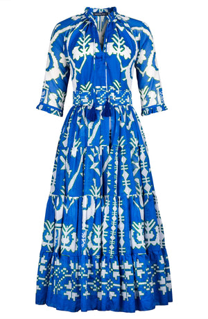 Eva Dress Crew Neck 3/4 Sleeve Midi Plus Length Cotton Musola (Kos Embroidery Ground)