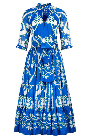 Eva Dress Crew Neck 3/4 Sleeve Midi Plus Length Cotton Musola (Kos Embroidery Ground)