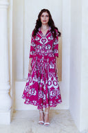 Aster Dress Shirt Collar 3/4 Sleeve Maximum Length Cotton Mudola (Kos Embroidery Ground)