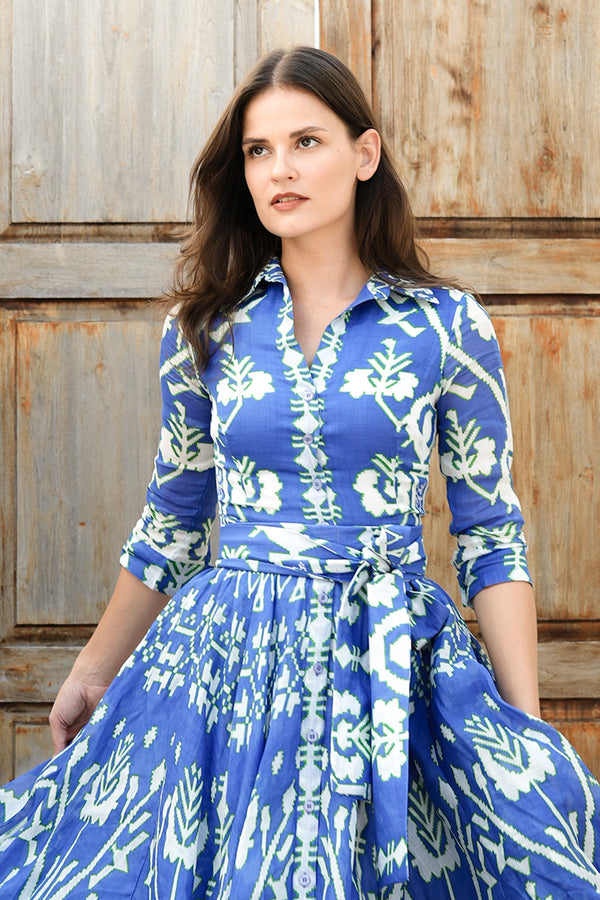 Aster Dress Shirt Collar 3/4 Sleeve Maximum Length Ramie (Kos Embroidery Ground)