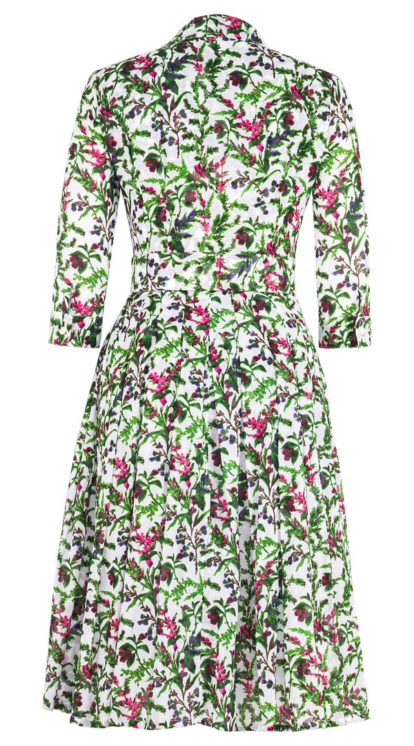 Audrey Dress #4 Shirt Collar 3/4 Sleeve Long Length Cotton Musola (Lavender Haze)