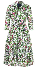 Audrey Dress #4 Shirt Collar 3/4 Sleeve Long Length Cotton Musola (Lavender Haze)