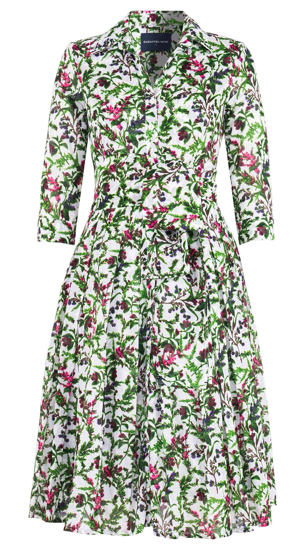 Audrey Dress #4 Shirt Collar 3/4 Sleeve Long Length Cotton Musola (Lavender Haze)