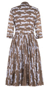 Aster Dress Shirt Collar 3/4 Sleeve Midi Length Cotton Musola (Leaping Tiger)