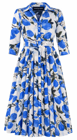 Aster Dress Shirt Collar 3/4 Sleeve Midi Length Cotton Musola (Lemon Original)