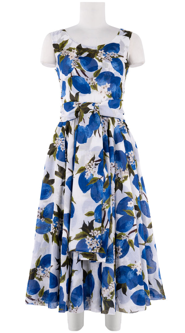 Aster Dress Round Neck Mini Cap Sleeve Midi Length Cotton Musola (Lemon Original)