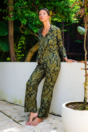 Sydney Shirt Long Sleeve & Sydney Pants Silk Twill (Liberty Velvet Dark)