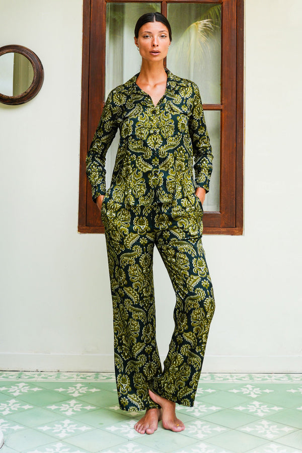Sydney Shirt Long Sleeve & Sydney Pants Silk Twill (Liberty Velvet Dark)