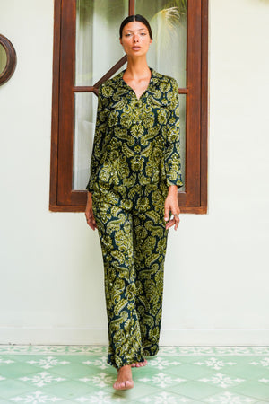 Sydney Shirt Long Sleeve & Sydney Pants Silk Twill (Liberty Velvet Dark)