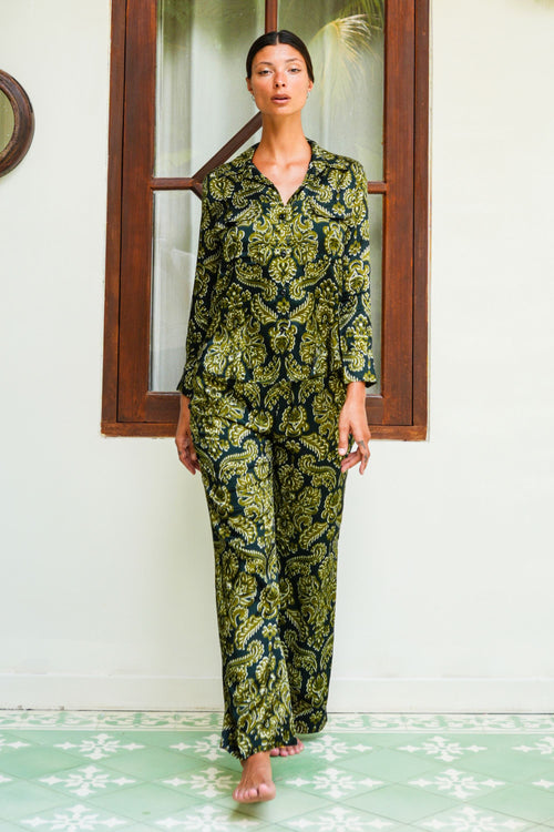 Sydney Shirt Long Sleeve & Sydney Pants Silk Twill (Liberty Velvet Dark)