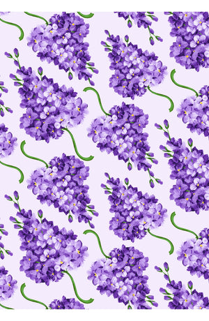 Audrey Dress #1 Shirt Collar 3/4 Sleeve Regular Length Cotton Stretch (Lilac Bunch Pastel)