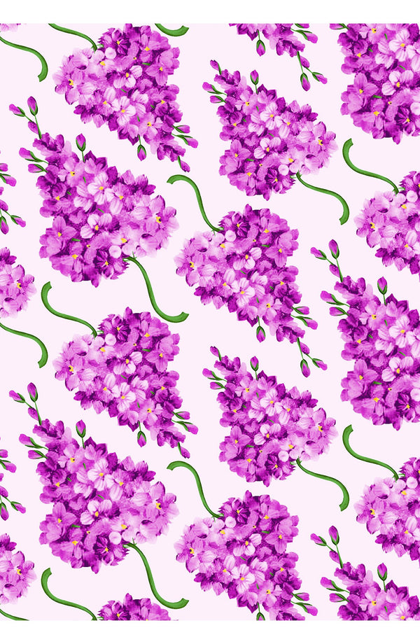 Audrey Dress #1 Shirt Collar 3/4 Sleeve Regular Length Cotton Stretch (Lilac Bunch Pastel)