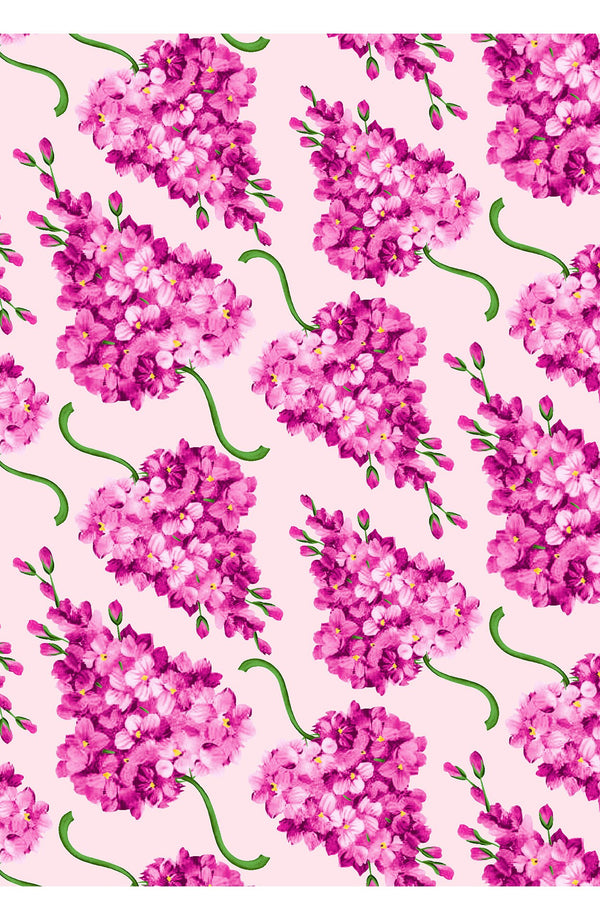 Audrey Dress #2 Shirt Collar 3/4 Sleeve Long Length Cotton Stretch (Lilac Bunch Pastel)