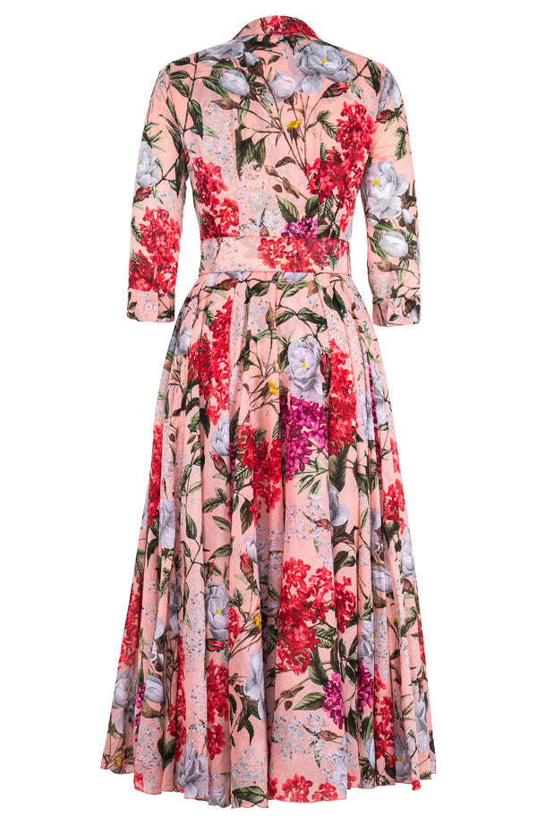 Aster Dress Shirt Collar 3/4 Sleeve Midi Plus Length Cotton Musola (Lilac Heaven Pastel)