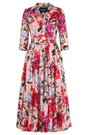 Aster Dress Shirt Collar 3/4 Sleeve Midi Plus Length Cotton Musola (Lilac Heaven Pastel)