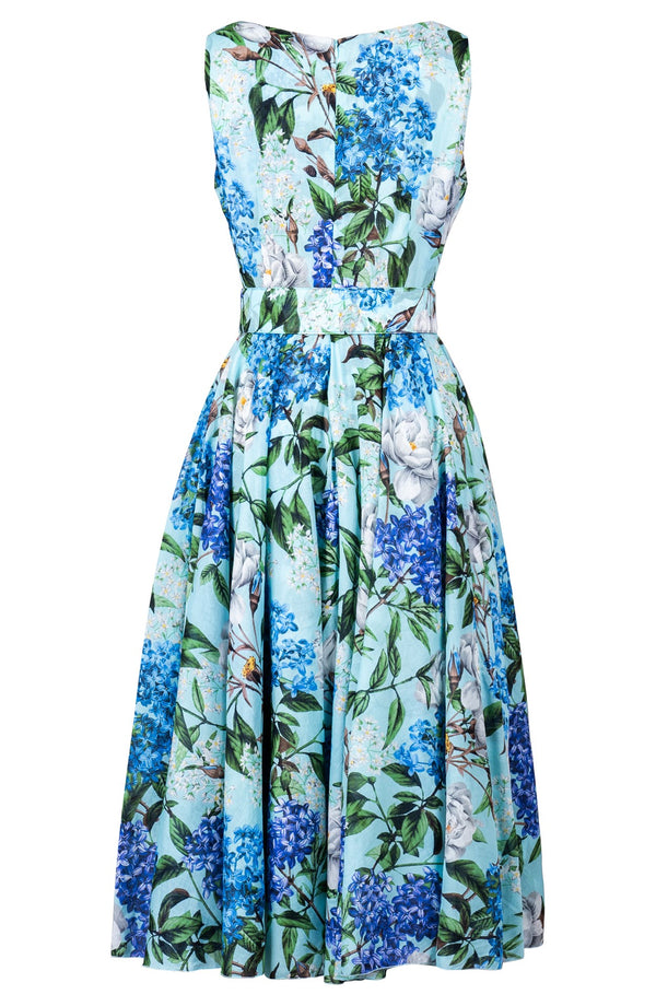 Aster Dress Boat Neck Sleeveless Midi Length Cotton Musola (Lilac Heaven Pastel)