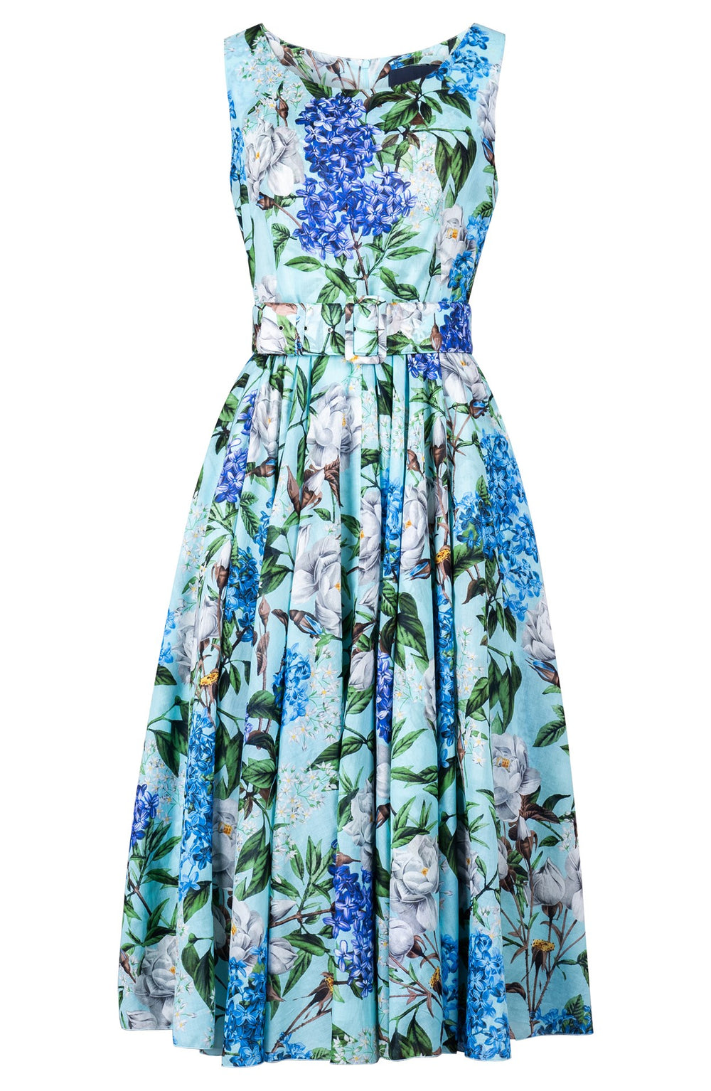 Aster Dress Boat Neck Sleeveless Midi Length Cotton Musola (Lilac Heaven Pastel)