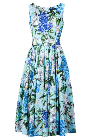 Aster Dress Boat Neck Sleeveless Midi Length Cotton Musola (Lilac Heaven Pastel)
