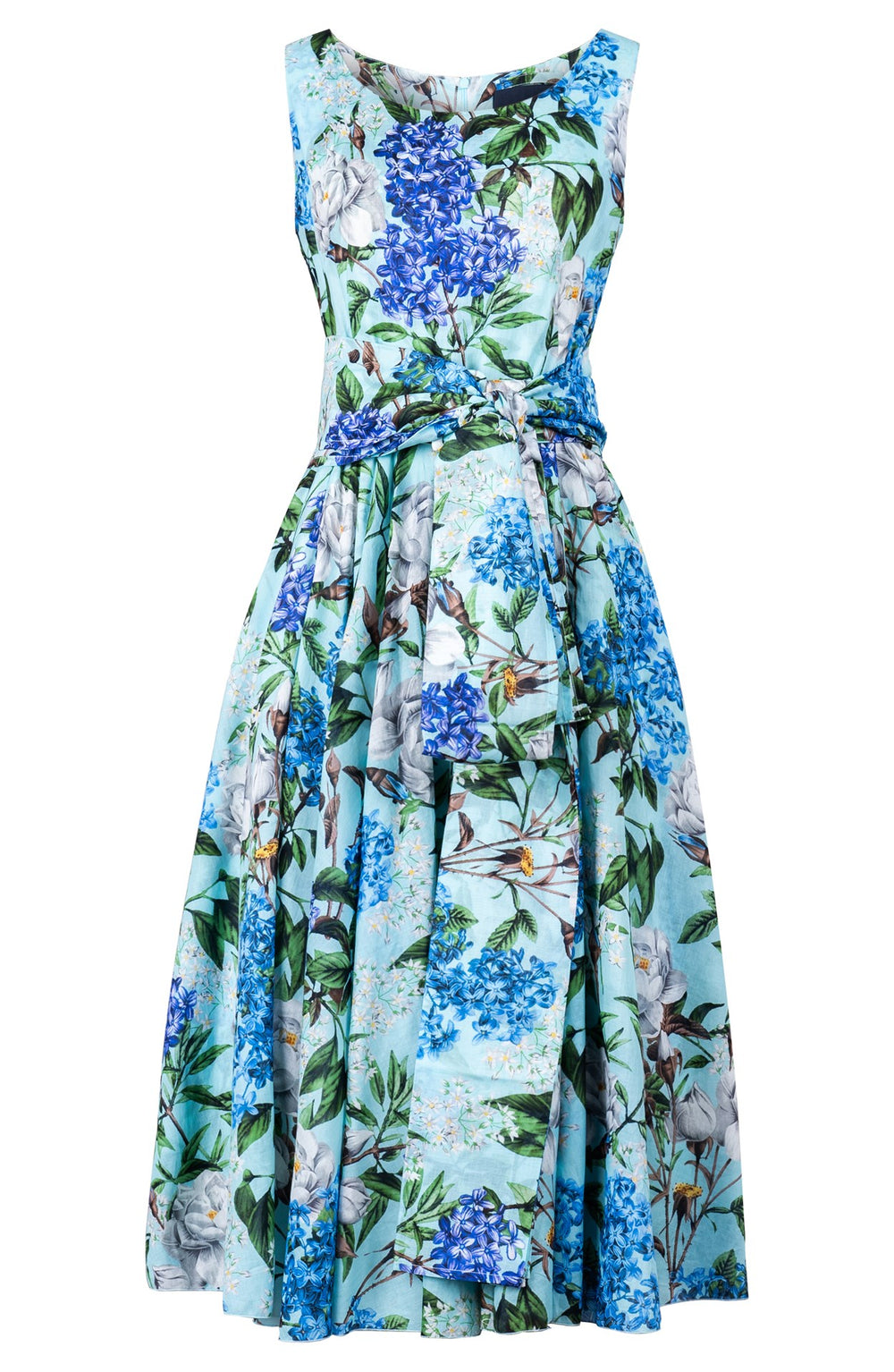 Aster Dress Boat Neck Sleeveless Midi Length Cotton Musola (Lilac Heaven Pastel)