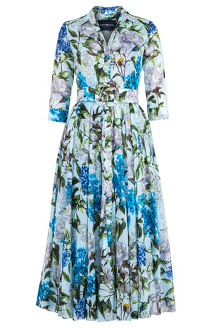 Aster Dress Shirt Collar 3/4 Sleeve Midi Plus Length Cotton Musola (Lilac Heaven Pastel)