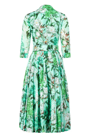 Audrey Dress #4 Shirt Collar 3/4 Sleeve Midi Length Cotton Musola (Lilac Heaven Pastel)