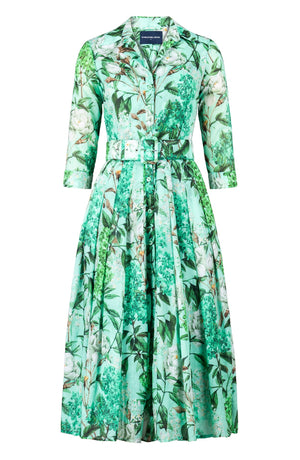 Audrey Dress #4 Shirt Collar 3/4 Sleeve Midi Length Cotton Musola (Lilac Heaven Pastel)