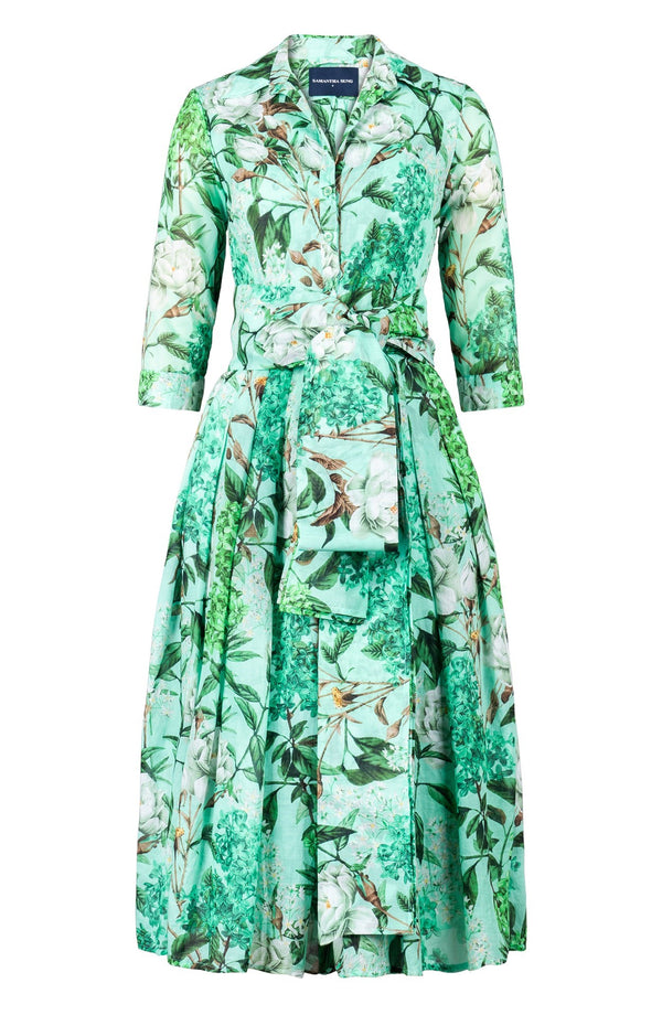 Audrey Dress #4 Shirt Collar 3/4 Sleeve Midi Length Cotton Musola (Lilac Heaven Pastel)