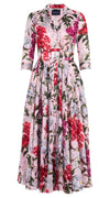 Aster Dress Shirt Collar 3/4 Sleeve Midi Plus Length Cotton Musola (Lilac Heaven Pastel)