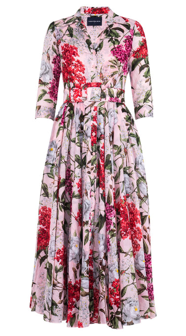 Aster Dress Shirt Collar 3/4 Sleeve Midi Plus Length Cotton Musola (Lilac Heaven Pastel)