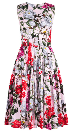 Rose Dress Crew Neck Sleeveless Long Length Cotton Stretch (Lilac Heaven Pastel)