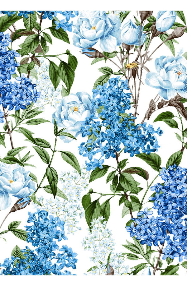 Audrey Dress #4 Shirt Collar 3/4 Sleeve Long Length Cotton Stretch (Lilac Heaven White)