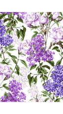 Audrey Dress #4 Shirt Collar 3/4 Sleeve Long Length Cotton Stretch (Lilac Heaven White)