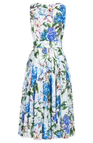 Aster Dress U Neck Sleeveless Midi Length Cotton Musola (Lilac Heaven White)