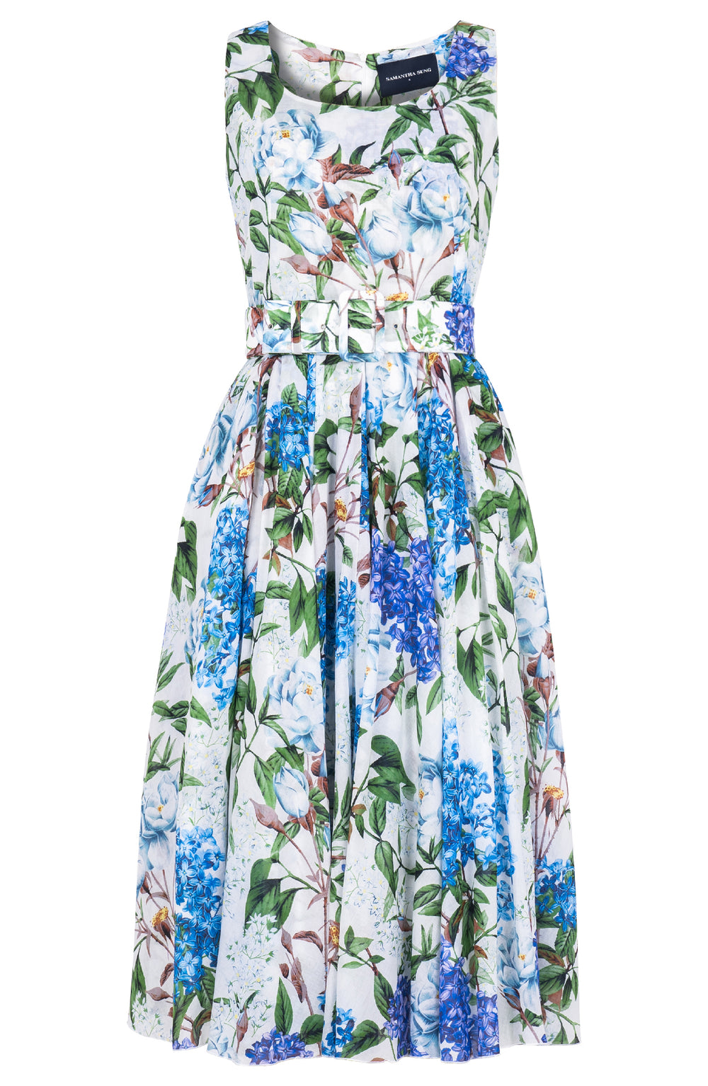 Aster Dress U Neck Sleeveless Midi Length Cotton Musola (Lilac Heaven White)