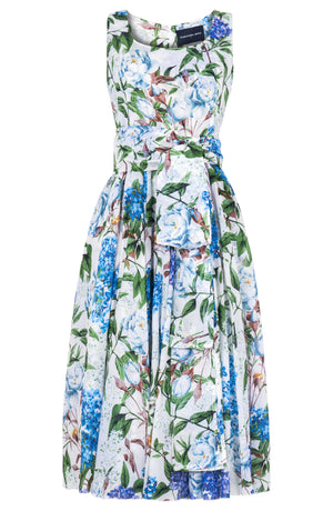 Aster Dress U Neck Sleeveless Midi Length Cotton Musola (Lilac Heaven White)