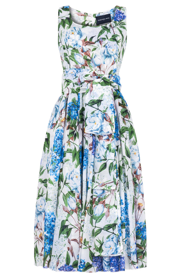 Aster Dress U Neck Sleeveless Midi Length Cotton Musola (Lilac Heaven White)