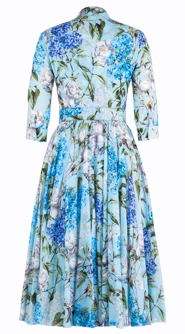 Aster Dress Shirt Collar 3/4 Sleeve Midi Length Cotton Musola (Lilac Heaven Pastel)