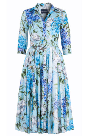 Aster Dress Shirt Collar 3/4 Sleeve Midi Length Cotton Musola (Lilac Heaven Pastel)