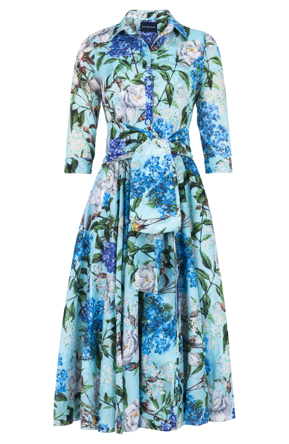 Aster Dress Shirt Collar 3/4 Sleeve Midi Length Cotton Musola (Lilac Heaven Pastel)