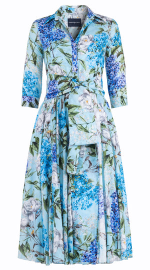 Aster Dress Shirt Collar 3/4 Sleeve Midi Length Cotton Musola (Lilac Heaven Pastel)