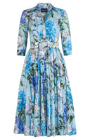 Aster Dress Shirt Collar 3/4 Sleeve Midi Length Cotton Musola (Lilac Heaven Pastel)